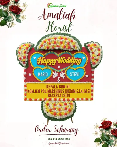 Karangan Papan Bunga Pernikahan di Suntenjaya